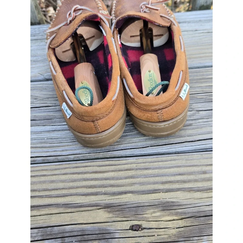 LL Bean Handsewn Flannel Lined Mocs Leather‎ Boat Shoes Loafers Men's Size 11